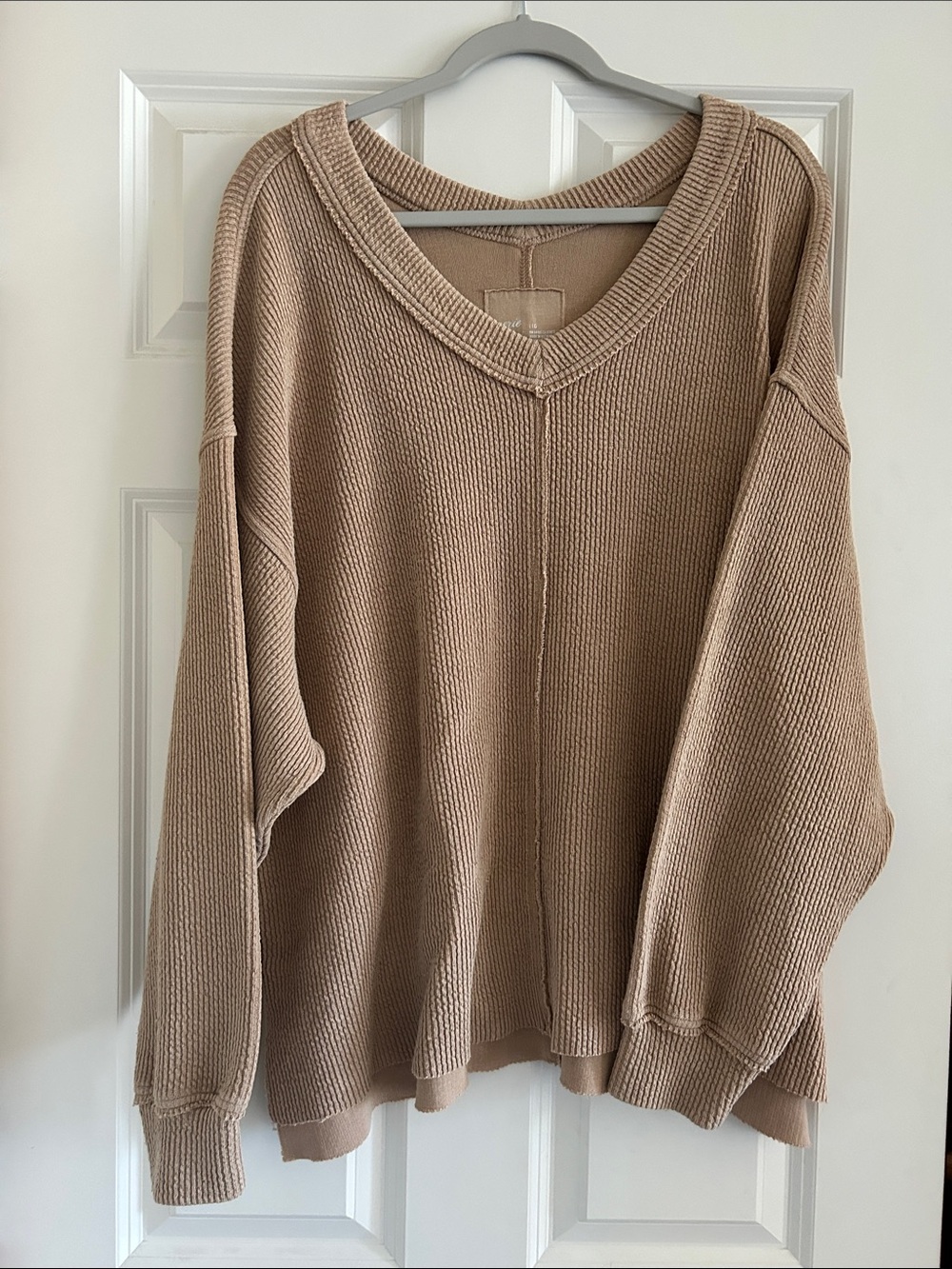 aerie Ribbed V-Neck Oversized Sweater L